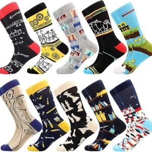 10 Pairs  Bonangel Men's Dress Funny  Novelty Crew Socks  New